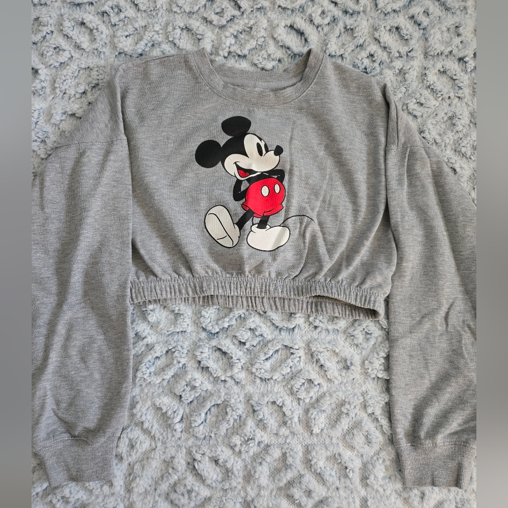 Disney Mickey Mouse Gray Crop Top